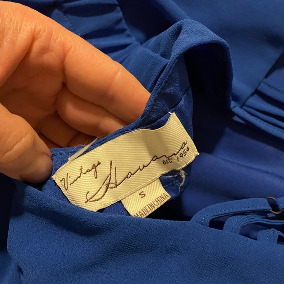 Vintage Havana Royal Blue Tiered Mini Dress Size Small - Picture 4 of 6